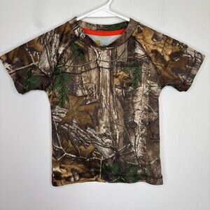 CARHARTT REALTREE Camoflage Short Sleeve Tee Boys 2T Pocket Hunting Leaves Tree
